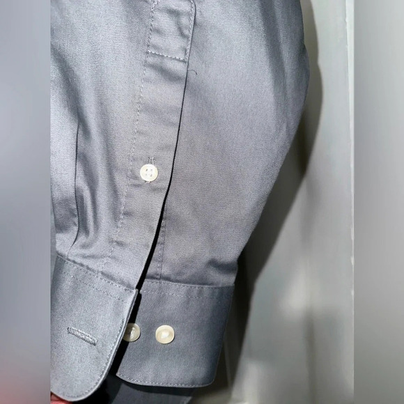 Van Heusen Gray Lux Sateen, Regular Fit Button Down Dress Shirt - Picture 3 of 7